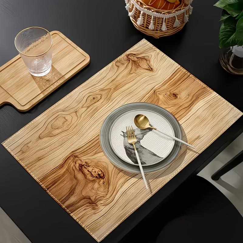 4/6/8pcs Modern Minimalist Style Table Mats, 13.39 X 17.72inch, Fashionable Art Wood Grain Pattern Placemat, Kitchen, Restaurant, Home Decor, Party,
