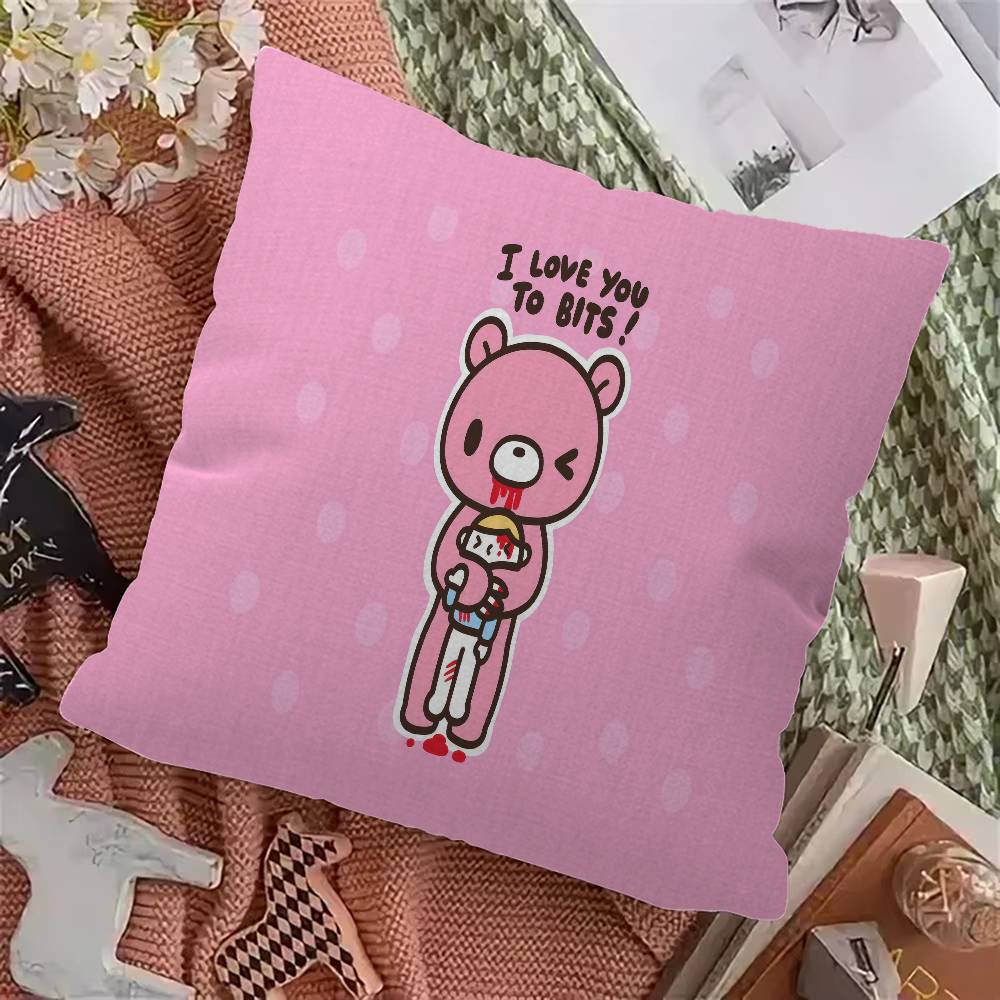 G-Gloomy Bear Cartoon Maple Design Cushion Cover Happy Autumn Harvest Decor Holiday Decorati Pillow Cover