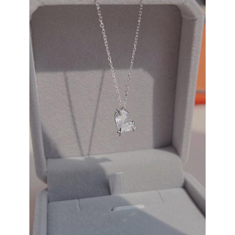 

Ожерелье с бриллиантами в виде любящего сердца из стерлингового серебра S925, женская легкая роскошная высококачественная японская цепочка на ключицу с особым дизайном 925