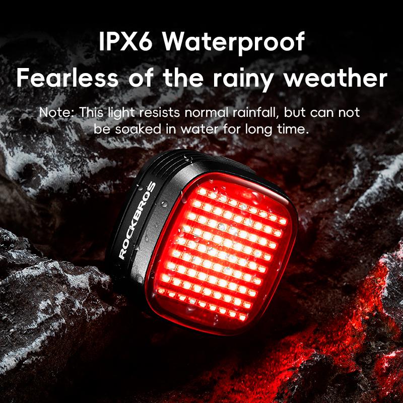 Rockbros Bicycle Rear Light Smart Sync Brake Sensing Taillight 12 Modes Ipx6 Rechargeable Rear Light Mtb Road Bike Accessories