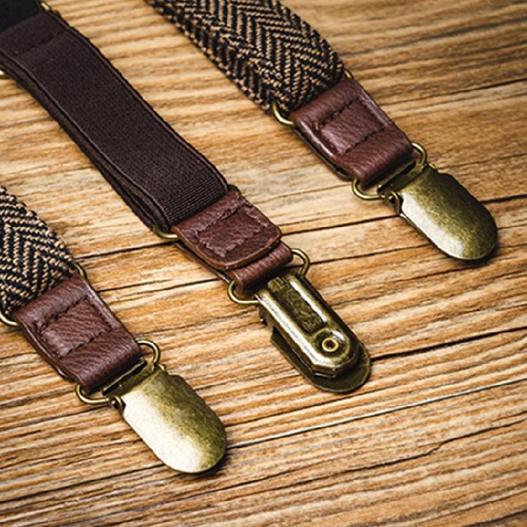 Durable Metal Clip Suspenders Jacquard Elastic Clip On Adjustable Length Men's Wardrobe Essential