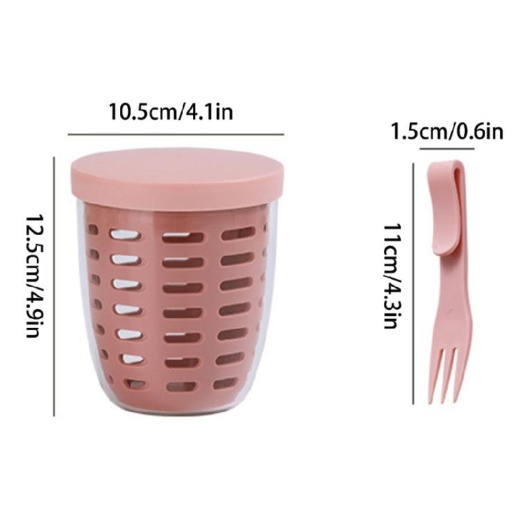 Single 600ml Salad Bowl with Detachable Fork Strainers Basket Kitchen Supplies