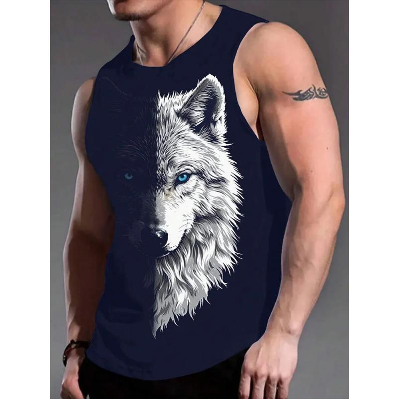Camiseta sin mangas de verano con cuello redondo y estampado de animales en 3D para hombre, moda casual