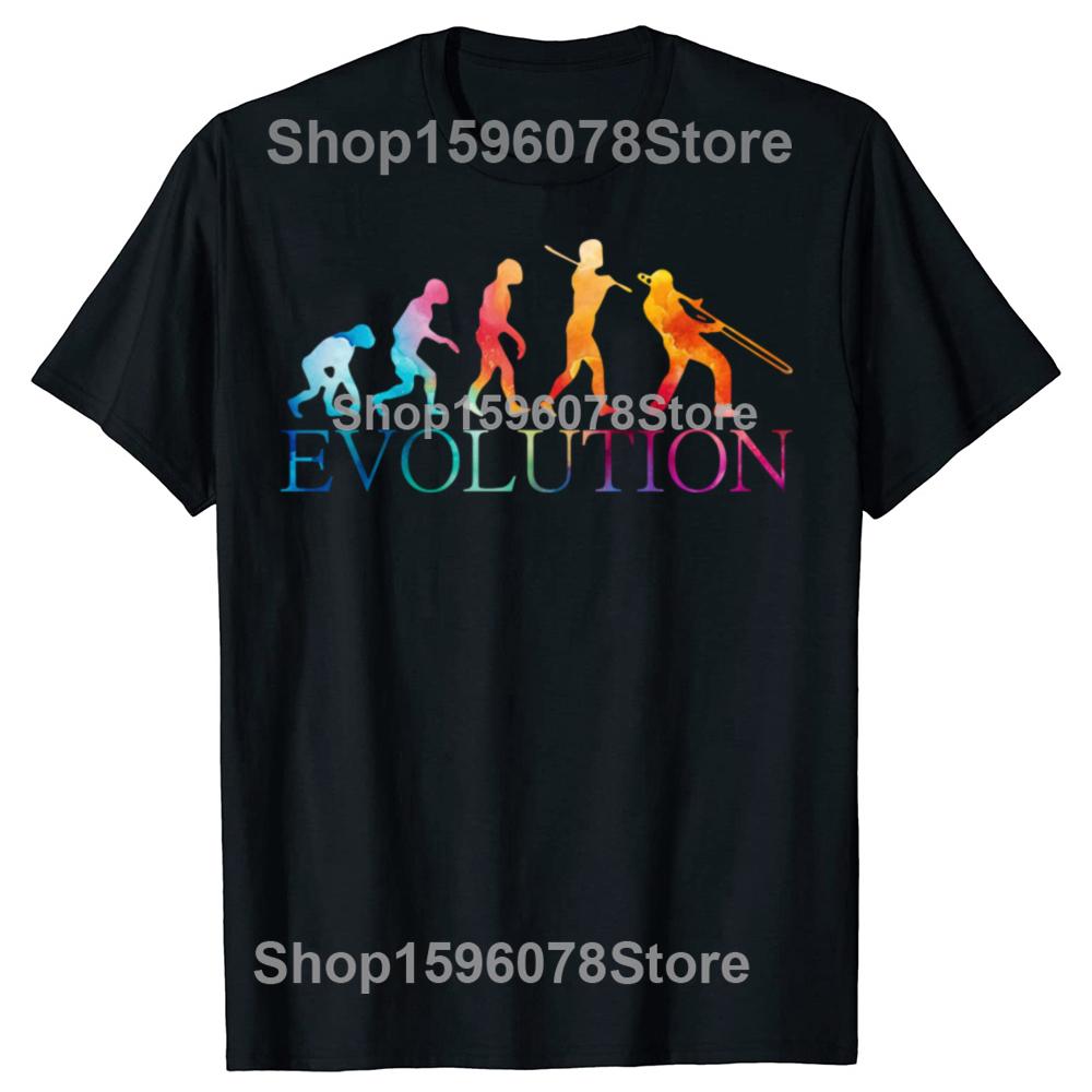 Jazz Trombone Player Evolution Of Man T Shirts Graphic Streetwear Short Sleeve Birthday Gifts Summer Style T-shirt Mens Clothing
