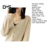 Spring Summer Knitting Cardigan V-Neck Long Sleeve Ribbed Cuffs Sweater Solid Color Single Breasted Stretchy Knitwear