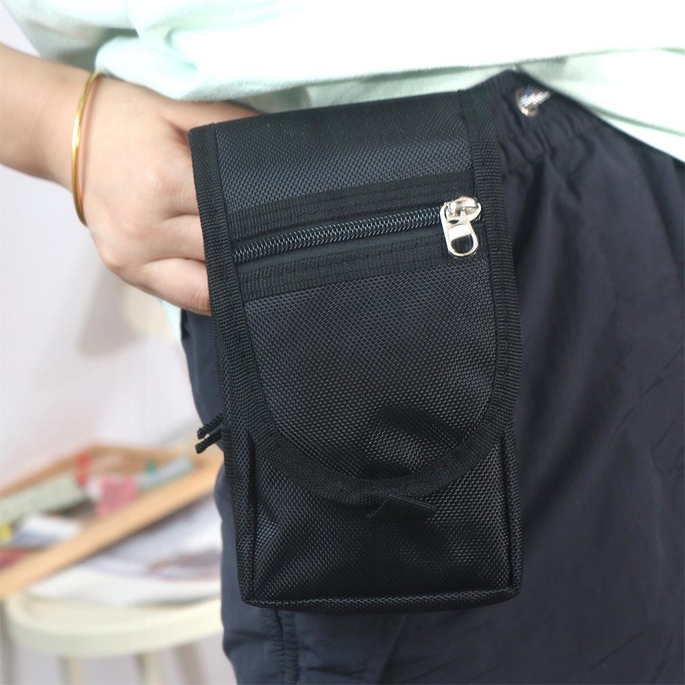 Oxford Men's Multifunction Wallet 3 Compartments Waterproof Mobile Phone Belt Pouch Portable with Pen Insertion Pocket