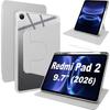 Coque pour Xiaomi Redmi Pad 2 9.7 Pouces 2026, Etui Rotatif avec Porte-Stylet - Gris