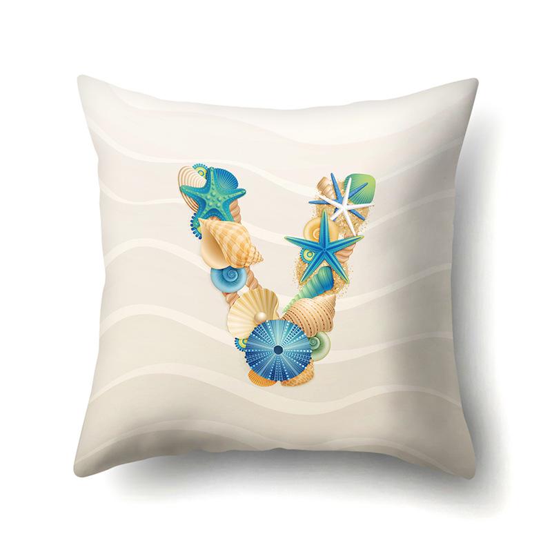 Polyester Pillow Case Decoration Home Furnishing 26 English Letter Printing Pillow Case Car Lumbar Pillow Bedside Mat