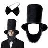 Abrahams Lincolns Costume Accessories Beard Mustache Top Hat Necktie Presidents Day Costume Halloween Cosplay Costumes
