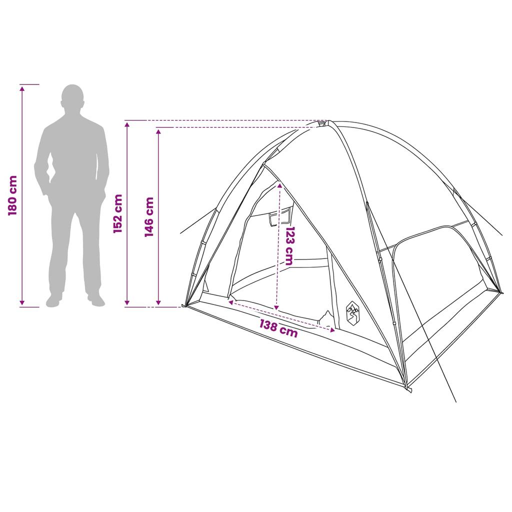 Camping Tent with Rainfly Waterproof Dome Olive Green