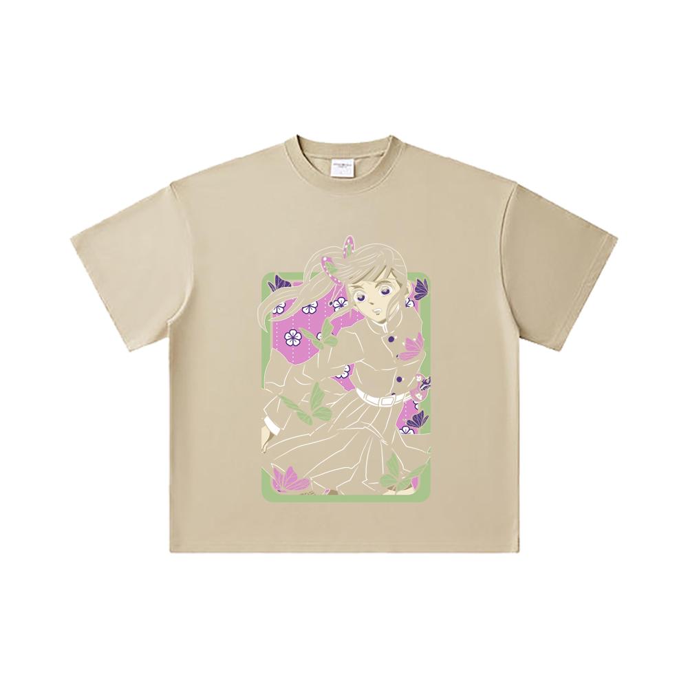 260 GSM Double Yarn 32 Count 100% Cotton Demon Slayer V77 Kanao Print Unisex Heavy Cotton T Shirt