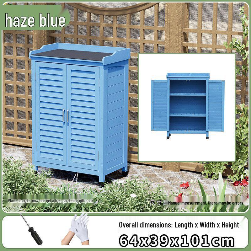 Outdoor Anti-Corrosion Solid Wood Garden Storage Cabinet with Sun Protection