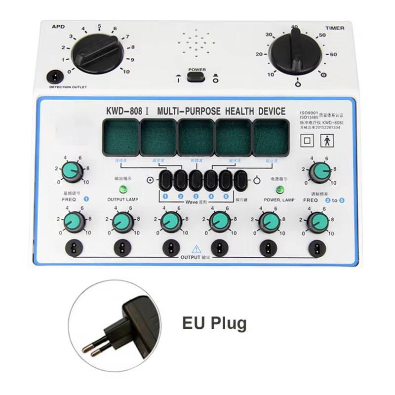 

Электростимулятор акупунктуры KWD808-I, электрооздоровительный прибор для нервов и мышц, 6 форм волн, 6 выходов, массажер EMS EU Plug