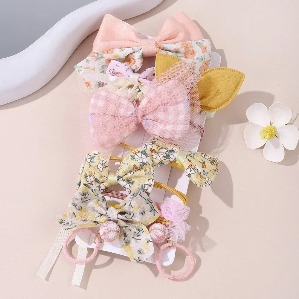 10Pcs/Set Cute  Bows Baby Hairclips Lace Flower Children Girls Hairpins Hairdresses  Clip Gifts Elastic Girl Hair Accessories