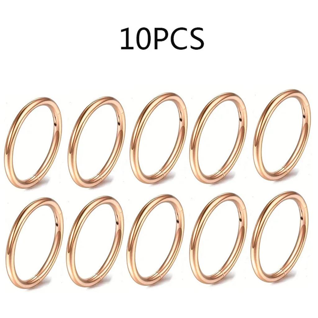 5-10 Pcs 16G Stainless Steel Hinged Nose Ring Clicker for Septum Tragus Helix Cartilage Daith Rook Piercing Jewelry