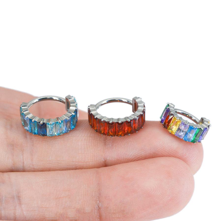 1.2mm Rainbow Inlaid F136 Titanium Alloy Nose Ring, Fashion Lip Earring Ear Cartilage Stud Piercing