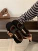 Niche Retro Brown Suede Flat-bottomed Plush Shoes Women's Winter New Split-toed Pig's Trotters Fashionable Mary Jane Shoes