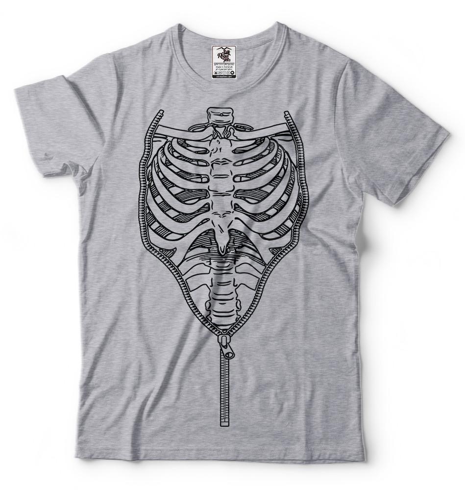 Halloween Skeleton Rib-cage Scary Tee Shirt Halloween Costume Tee XL