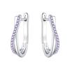 Exquisite Colorful Zircon Hoop Earrings for Women Copper Silver Plated Earrings Jewelry for Wedding Engagement Party