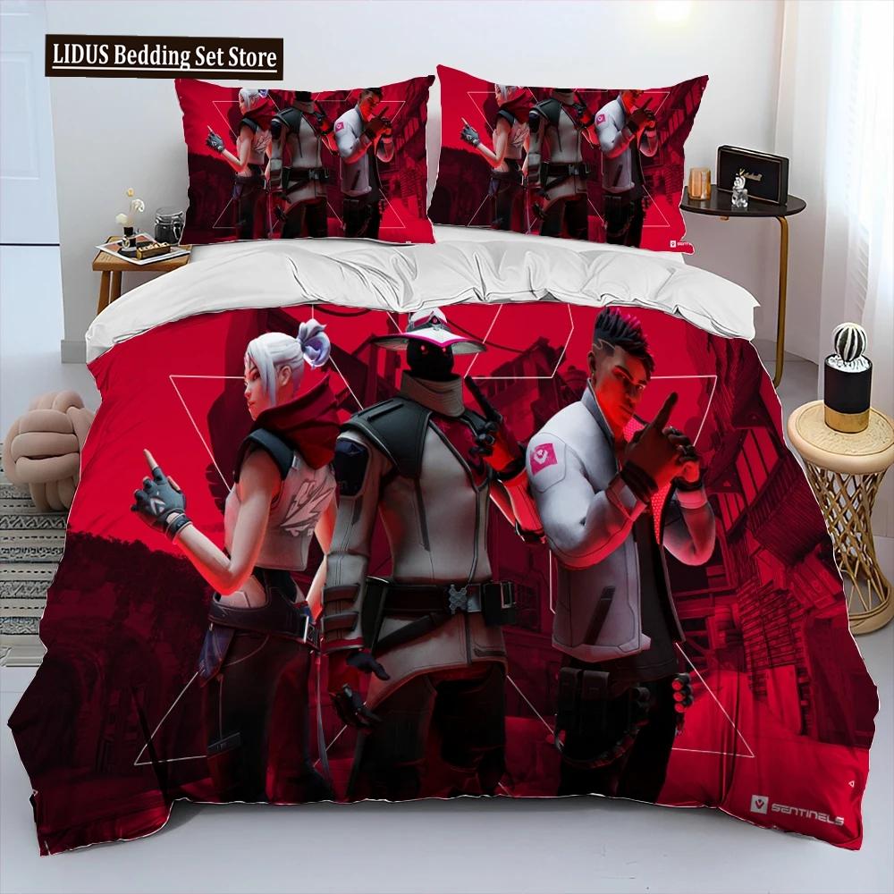 3D VALORANT Game Gamer Cartoon Comforter Bedding Set,Duvet Cover Bed Set Quilt Cover Pillowcase,king Queen Size Bedding Set Boys