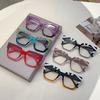 KAMMPT Übertriebene Quadratische Brille Damen Mode Vintage Patchwork Blaulichtblockierende Brille Stylische Nicht-Sehstärke Brille