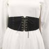 Vintage Suede Lace-Up Waistband Women Woven Decorative Wide Elastic Belt For Dress All-Match Fashion Accessories