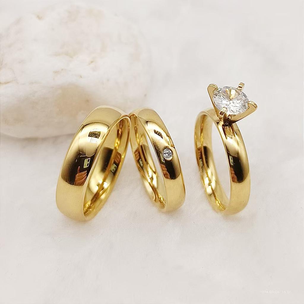 24 Carat Gold Plated Rings Jewelry Pendant Necklace Girls Wedding Engagement Bridal Sets Couples 24k Gold Plated Cz Diamond Ring