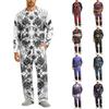 Men's Halloween Pajama Set Long Sleeve Long Pants with Crotch Buttons and Elastic Drawstring Waist