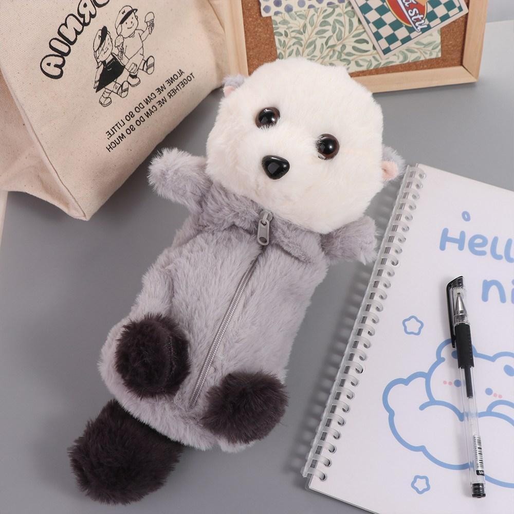 Animal Shape Plush Doll Pencil Bag Enhydra Lutris Makeup Bag Fashion Cute Storage Bag  Student