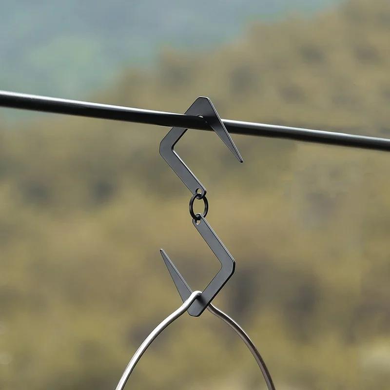 Picnic Bonfire Fire Grill Carabiner Hook for Kettle Hanging Pothanger Outdoor Camping Picnic Stainless Steel Hanger Hook