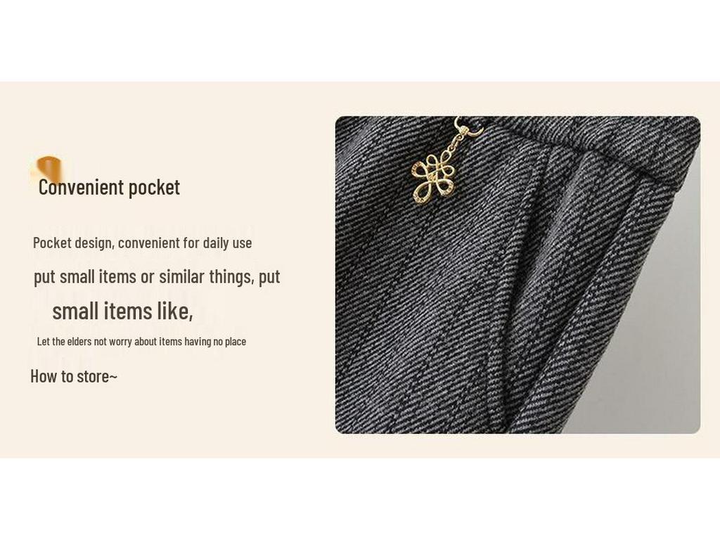 Women's High-Waist Elastic Stretch Pants - Winter Thickened, Loose Straight Fit for Middle-Aged & Elderly