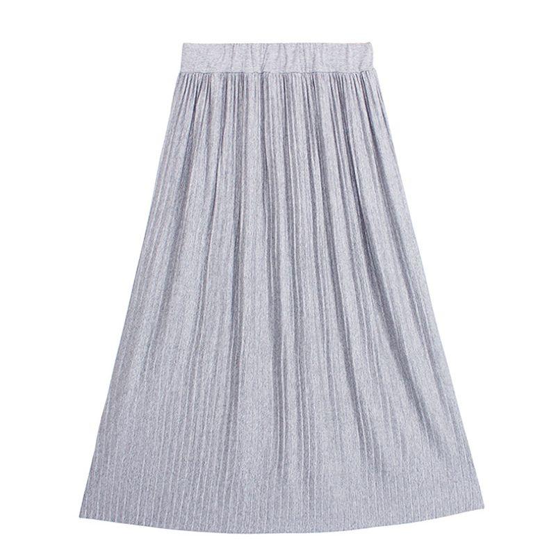 

Solid Color Elastic Waist Half Length Skirt Pure Color Elastic Waist Skirt Light gray One size