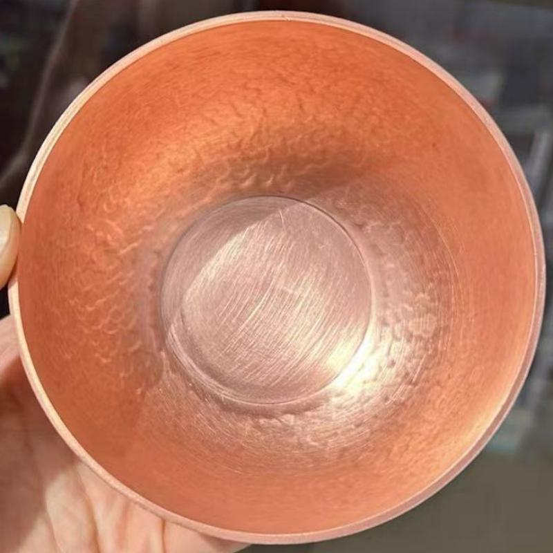 Handcrafted Vintage Red Copper Bowl,Engraving Hammer Texture Home Breakfast Cheese Tableware,10 cm Snack Bowl Table Decoration