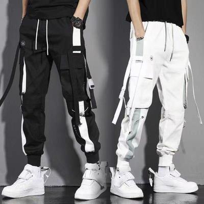 Klassische Streetwear Casual Männer Bänder Harem Jogging Hosen Männlichen Slim Fit Frühjahr Cargo Hosen Multi-Taschen Frauen Hosen