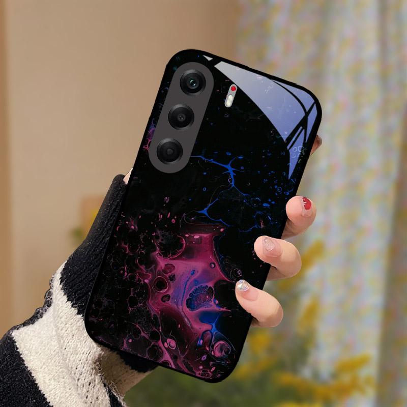 Capa à Prova de Choque Para Tecno Camon 40 Pro 5G Vidro Temperado Traseiro Capa de Celular Camon40Pro Camon 40Pro 5G CM7 Capa Dura Shell Coque