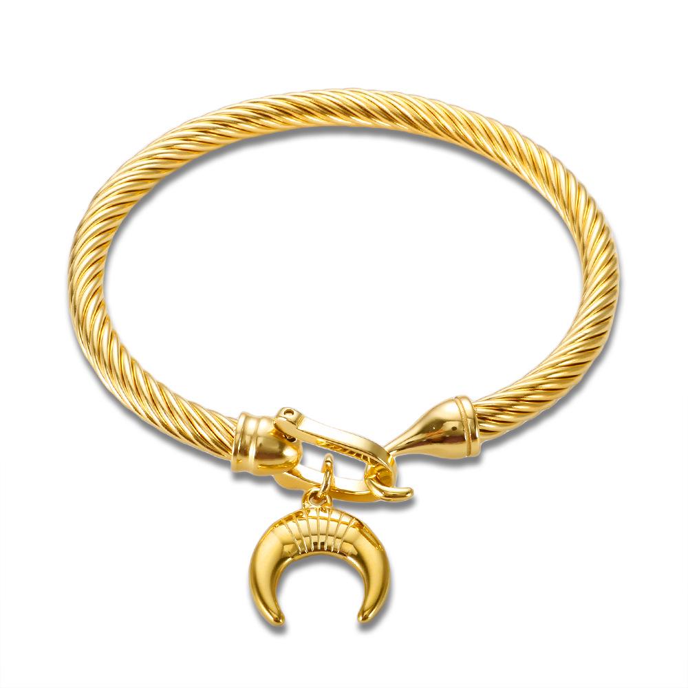 Elegant Stainless Steel Wire Bracelet with Diamond Accent and Non-Fading Horseshoe Buckle