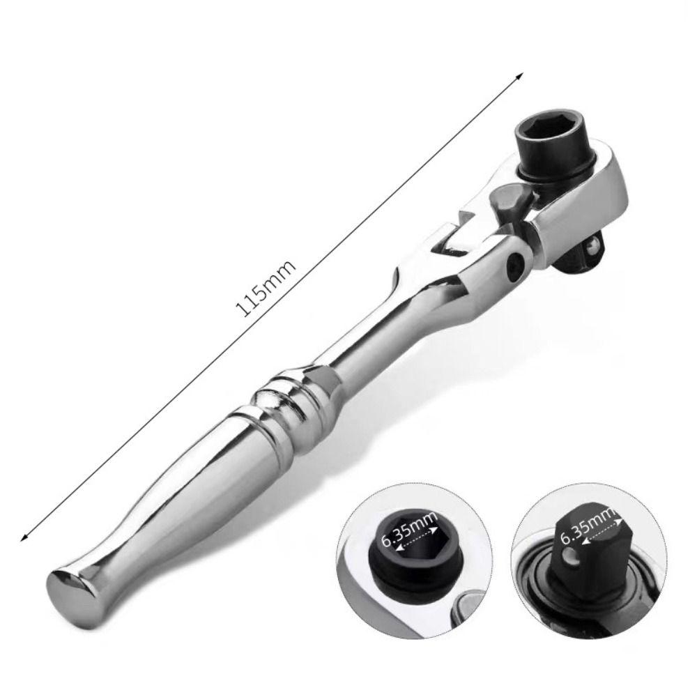 Round Handle 2 In 1 Ratchet Wrench 1/4 Inch Quick Spanner Tool Lightweight Mini Wrench  DIY