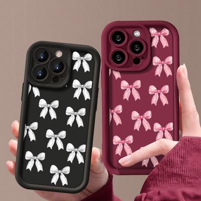 Einfarbiges Schleifenmuster Weiche Hülle Für iPhone 16 Pro Max 15 Pro 14 13 12 11 XS XR 8 7 Matte Silikon Stoßfestes TPU Linsenschutz Handyhülle
