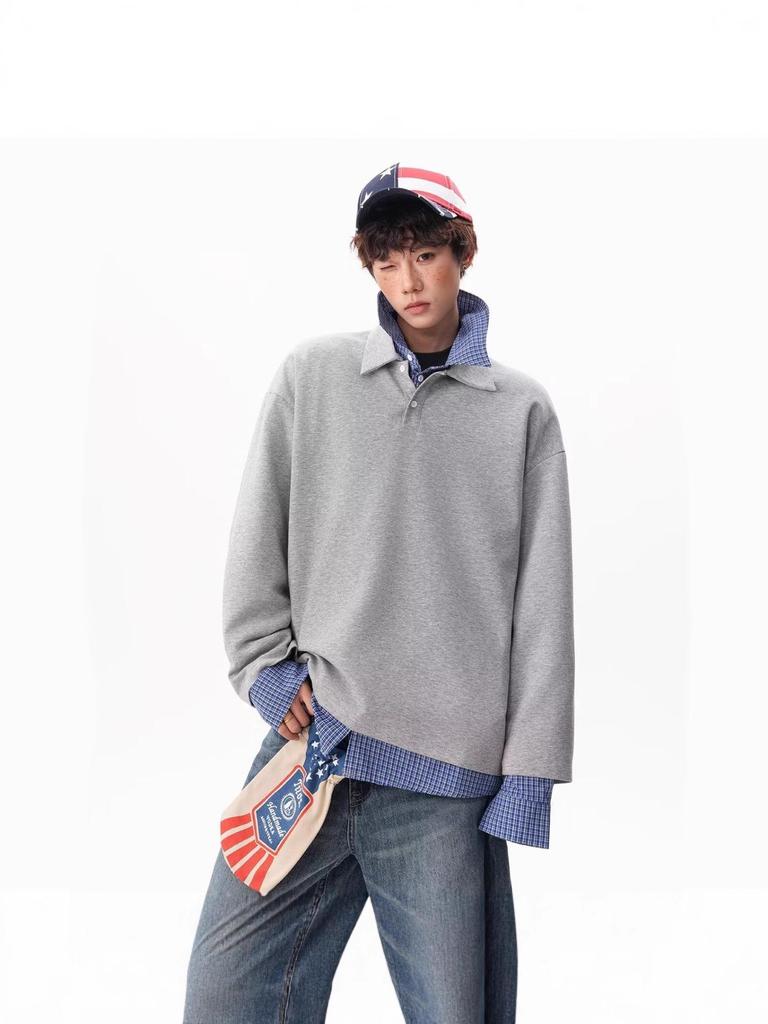 Retro Patchwork Two-Piece Hoodie with Shirt Collar - Men's Trendy Autumn Academic Style Jacket for Couples
