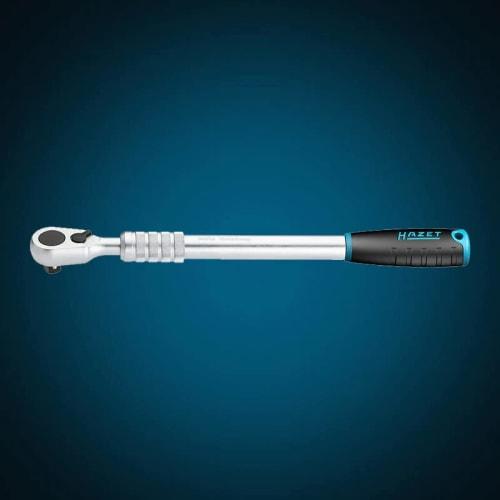 HAZET HiPer Telescopic Reversible Ratchet Torque Wrench Blue/Black/Gray with Ball Lock Continuously Extendable Super Long Version 12.5mm (1/2 inch) Sq