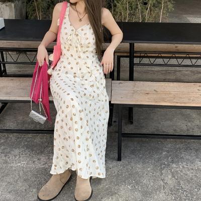 Moda Feminina de Verão Vento Suave Doce Vestido Floral Senso de Design Slim Sem Mangas Linha A Gola Alta Longo