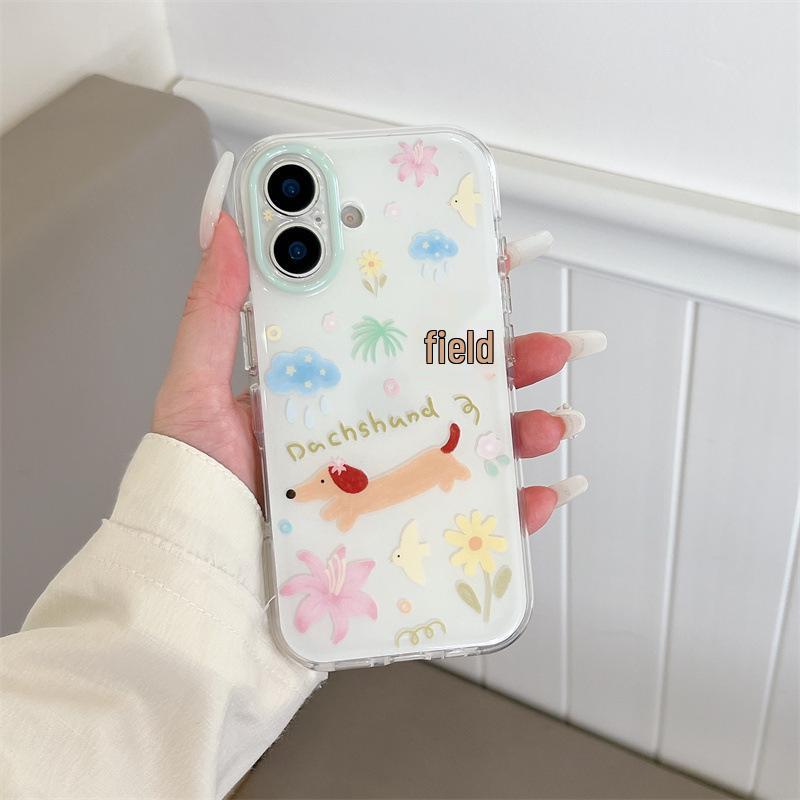 

Japanese & Korean Flower Dog Illustration iPhone 17/16 Pro Max/15 Pro Case with High-End Feel iPhone 17 Pro Max
