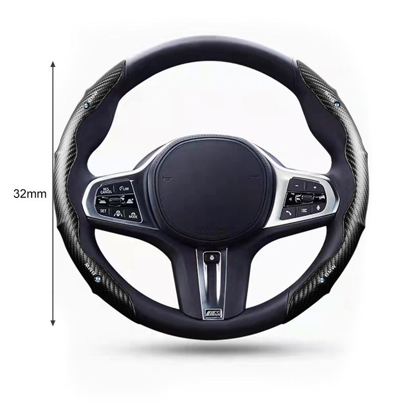 2Pcs Car Steering Wheel Cover Carbon Fiber Sports Ultra-thin Non-slip Card Cover For Bmw M Performance M3 M5 M6 F01 F20 F13 F30 F34
