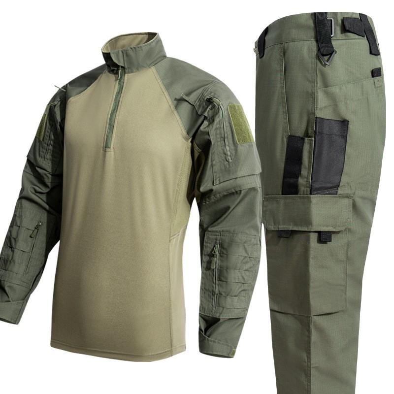 Herren Taktisches Trainings Camo Uniform Set Outdoor Jagd Trekking Schnelltrocknend Atmungsaktiv Kampfstil Hemd Hose