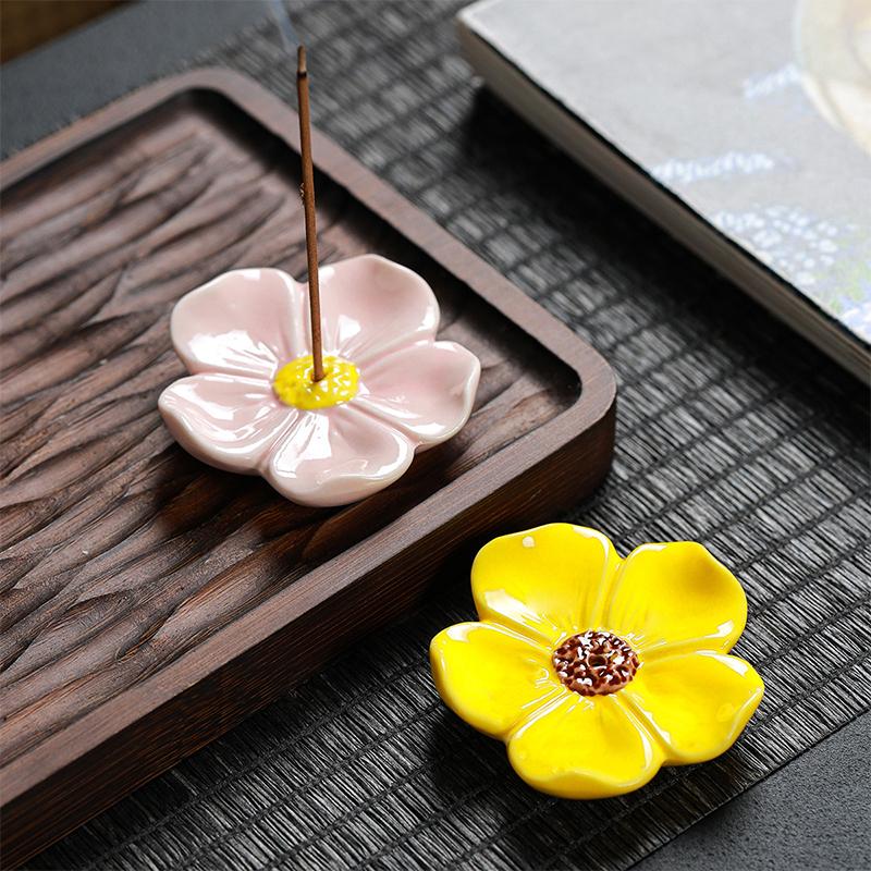 Incense Flat Bottom Censer Holder Ceramic Delicate Creative Portable Flower Incense Stick Holder