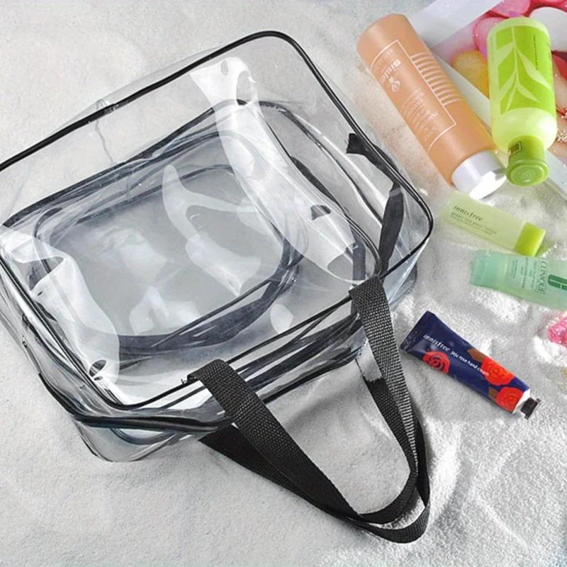 Clear PVC Toy Storage Bags Transparent Toiletries Organizer Portable Handheld Zipper Bags for Board Game Building Blocks Puzzle