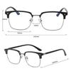 PC Metal Pochromic Glasses Black Grey Silver Oval UV Shades Sunglasses Half Frame Anti Eyestrain Reading Glasses Readers