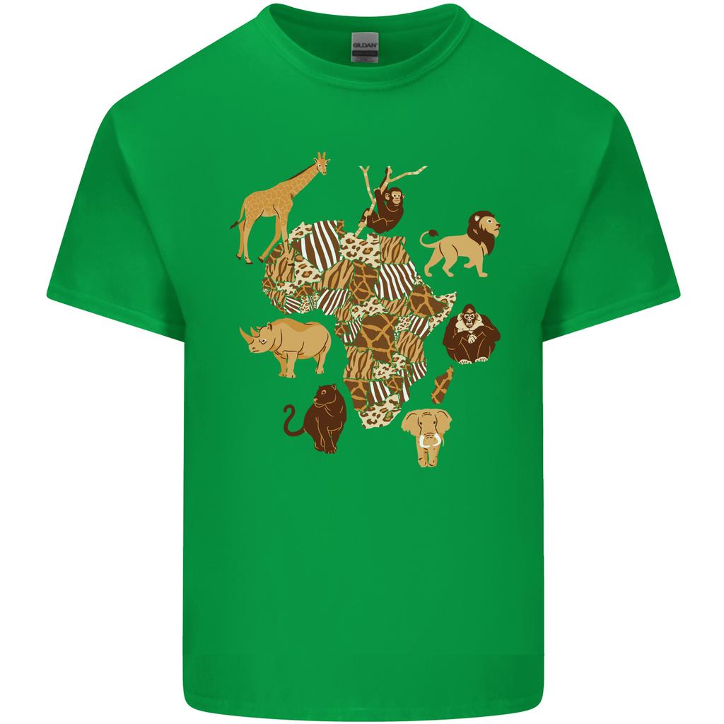 Africa Wildlife Map Giraffe Rhino Ape Elephant Lion Unisexs Light Cotton TShirt