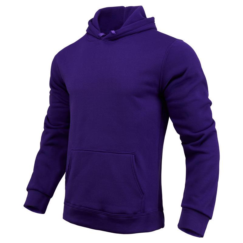 Unisex Fleece Hoodie: Solid Color Men’s Pullover, Sports Casual Long-Sleeved Top.