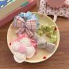 Hair Tie Dot Plaid Print Handcrafted Bow Flower Design Hair Rope Soft Fabric High Elasticity Pastoral Style Hair Band Hair Accessory